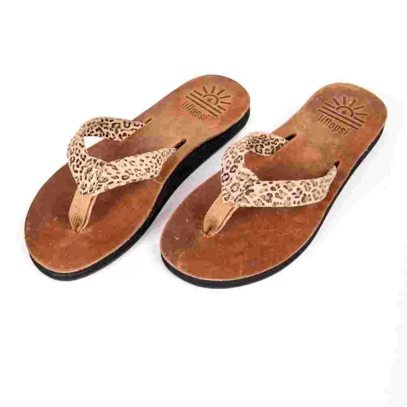 ‘iiflopsi’ Ladies Leopard Bronze Leather Flip Flops